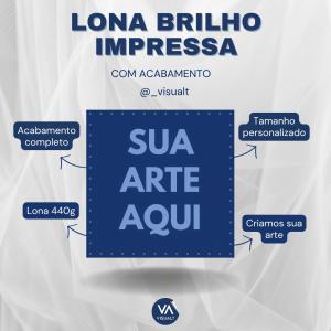 Faixa em Lona Brilho Lona 440g Personalizado 4x0 Brilho Bastão, ponteiras brancas e 4 Ilhóses 
