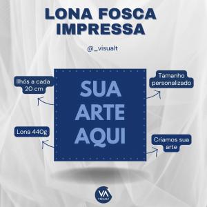 Faixa em Lona Fosca Lona 440g Personalizado 4x0 Fosco Bastão, ponteiras brancas e 4 Ilhóses 